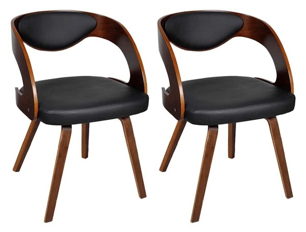 Blagovaonske stolice od umjetne kože 2 kom smeđe - black and dark brown 2 Black and dark brown 2