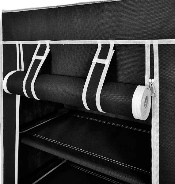 Ormarić za Cipele s Pokrovom od Tekstila 58 x 28 x 106 cm Crni - Crna 58 x 28 x 106 cm 1 1