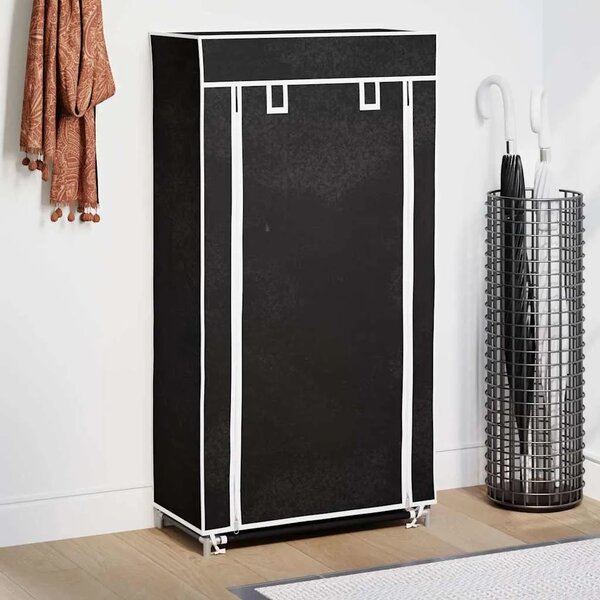 Ormarić za Cipele s Pokrovom od Tekstila 58 x 28 x 106 cm Crni - Crna 58 x 28 x 106 cm 1 1