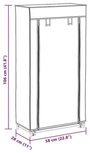 Ormarić za Cipele s Pokrovom od Tekstila 58 x 28 x 106 cm Crni - Crna 58 x 28 x 106 cm 1 1