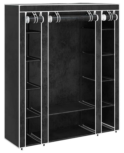 Ormar od Tkanine s Pregradama i Šipkama 45 x 150 x 176 cm Crni - Crna 1 1 Crna