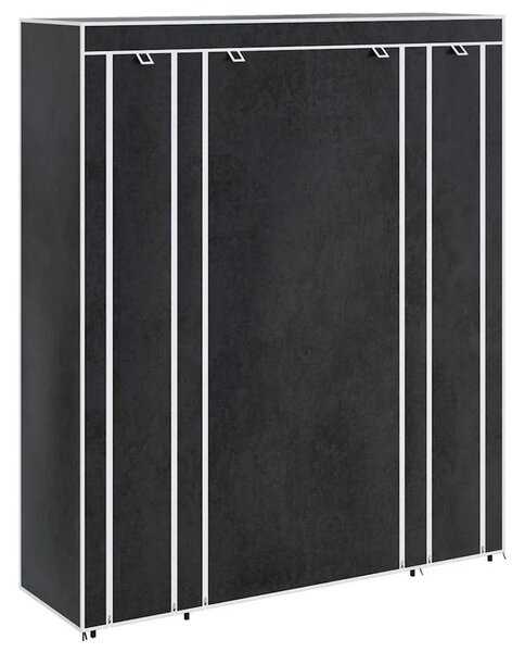 Ormar od Tkanine s Pregradama i Šipkama 45 x 150 x 176 cm Crni - Crna 1 1 Crna