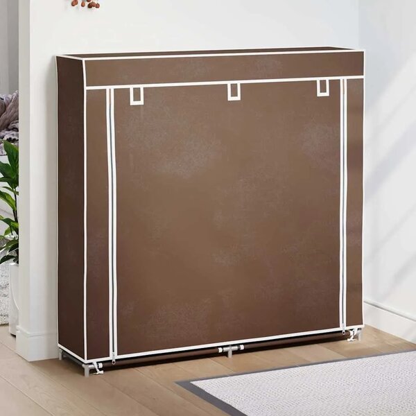 Ormarić za Cipele s Pokrovom od Tekstila 115 x 28 x 110 cm Smeđi - Smeđa 115 x 28 x 110 cm 1 1