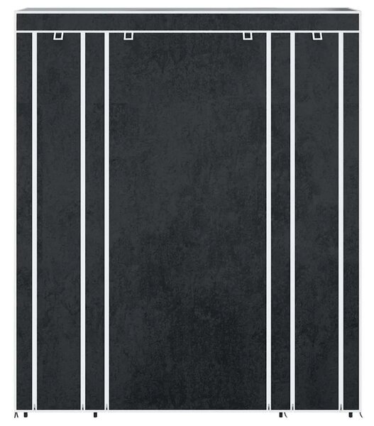 Ormar od Tkanine s Pregradama i Šipkama 45 x 150 x 176 cm Crni - Crna 1 1 Crna