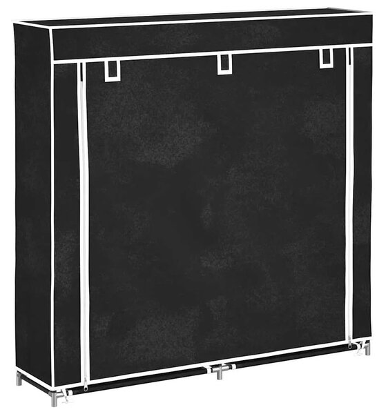 Ormarić za Cipele s Pokrovom od Tkanine 115 x 28 x 110 cm Crni - Crna 115 x 28 x 110 cm 1 1
