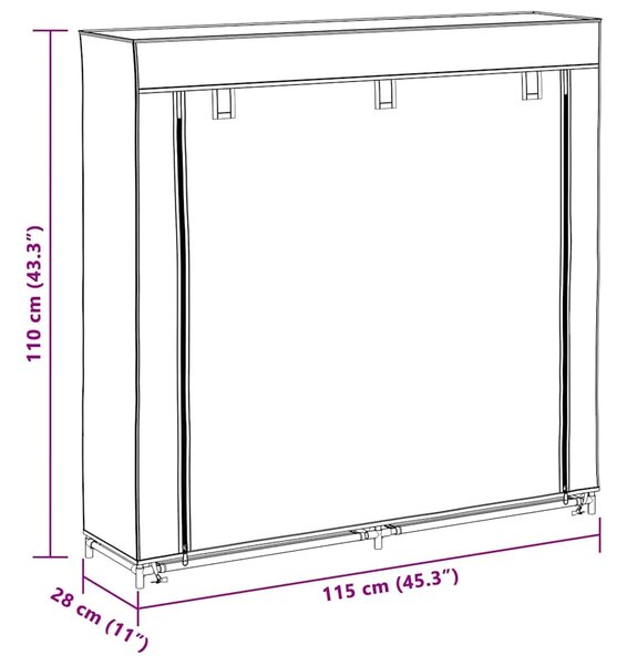 Ormarić za Cipele s Pokrovom od Tekstila 115 x 28 x 110 cm Smeđi - Smeđa 115 x 28 x 110 cm 1 1