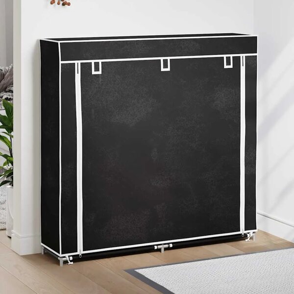 Ormarić za Cipele s Pokrovom od Tkanine 115 x 28 x 110 cm Crni - Crna 115 x 28 x 110 cm 1 1