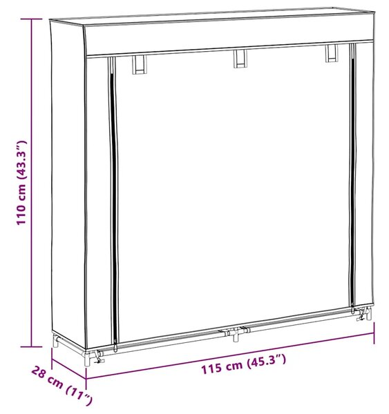 Ormarić za Cipele s Pokrovom od Tkanine 115 x 28 x 110 cm Crni - Crna 115 x 28 x 110 cm 1 1