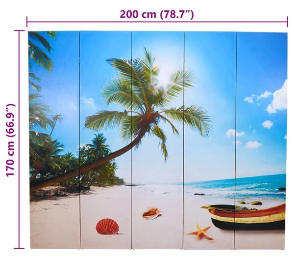 Paravan - Sklopiva sobna pregrada s uzorkom plaže 200 x 170 cm - Plava 5 Plava 5