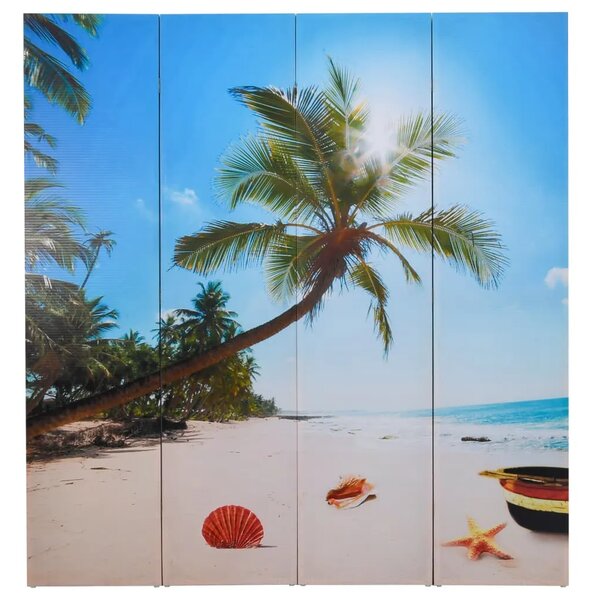 Paravan - Sklopiva sobna pregrada s uzorkom plaže 160 x 170 cm - Plava 4 Plava 4