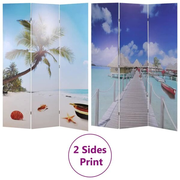 Paravan - Sklopiva sobna pregrada s uzorkom plaže 120 x 170 cm - Plava 3 Plava 3