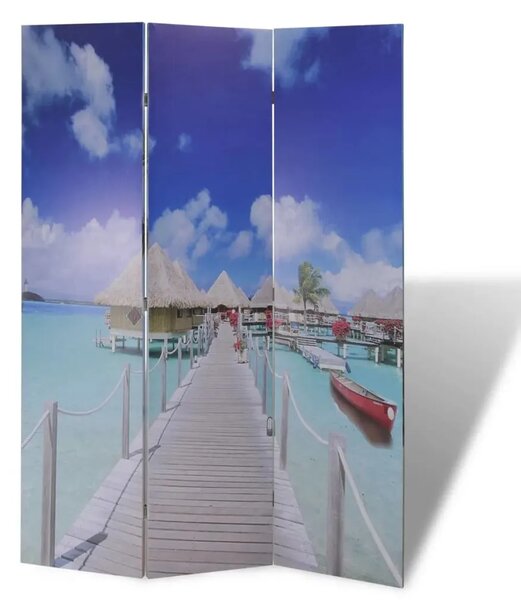 Paravan - Sklopiva sobna pregrada s uzorkom plaže 120 x 170 cm - Plava 3 Plava 3