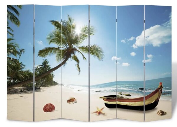 Paravan - Sklopiva sobna pregrada s uzorkom plaže 217 x 170 cm - Plava 6 Plava 6