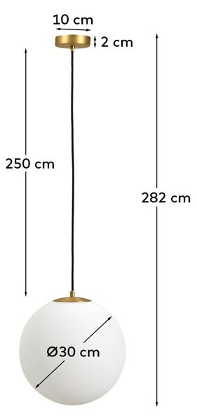 Bijela/u zlatnoj boji metalna viseća svjetiljka sa staklenim sjenilom ø 30 cm Brisia – Kave Home