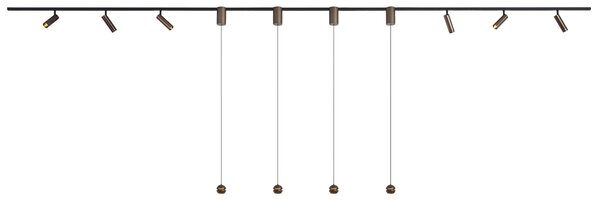 Moderni sustav tračnica sa 6 reflektora i 4 viseće svjetiljke Easylift tamna bronca 1-fazni - Slimline Uzzy Tira