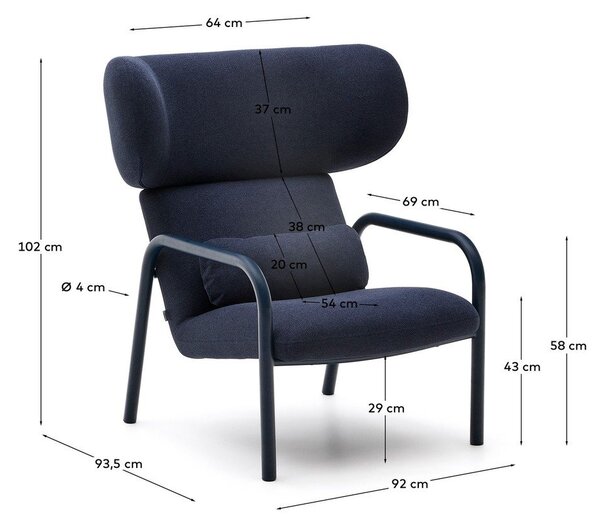Tamno plava fotelja Inari – Kave Home