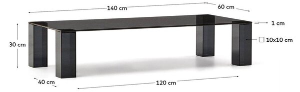 Tamno sivi stakleni stolić za kavu 60x140 cm Adularia – Kave Home
