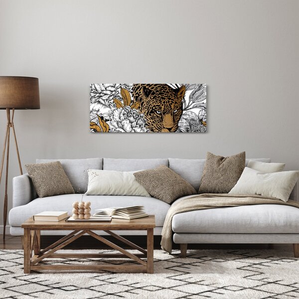 Slika - Leopard med rožami (120x50 cm)