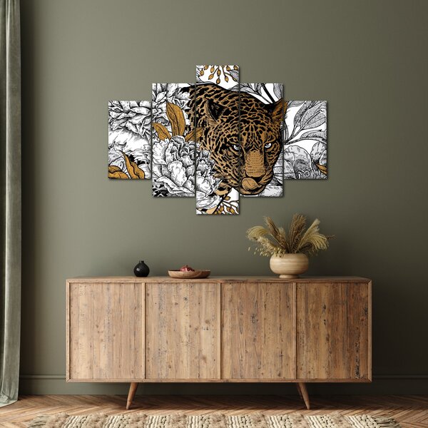 Slika - Leopard med rožami (150x105 cm)