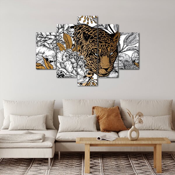 Slika - Leopard med rožami (150x105 cm)