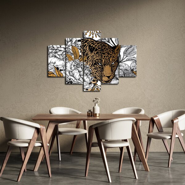 Slika - Leopard med rožami (150x105 cm)