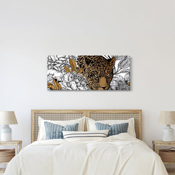Slika - Leopard med rožami (120x50 cm)