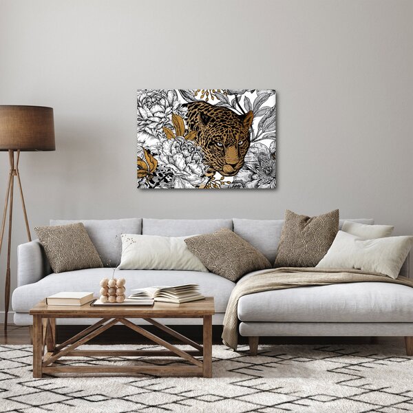 Slika - Leopard med rožami (70x50 cm)