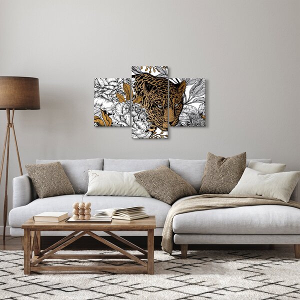 Slika - Leopard med rožami (90x60 cm)