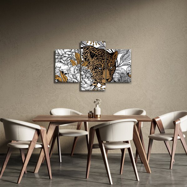 Slika - Leopard med rožami (90x60 cm)
