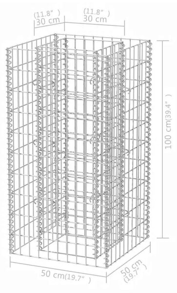Gabionska sadilica čelična 50 x 50 x 100 cm - 50 x 50 x 100 cm 1 50 x 50 x 100 cm