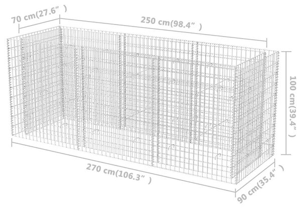Gabionska sadilica čelična 270 x 90 x 100 cm - 270 x 90 x 100 cm 1 270 x 90 x 100 cm