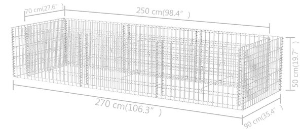 Gabionska sadilica čelična 270 x 90 x 50 cm - 270 x 90 x 50 cm 1 270 x 90 x 50 cm