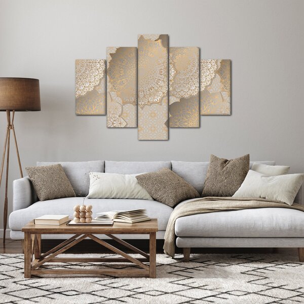 Slika - Mandale v zlatih tonih (150x105 cm)