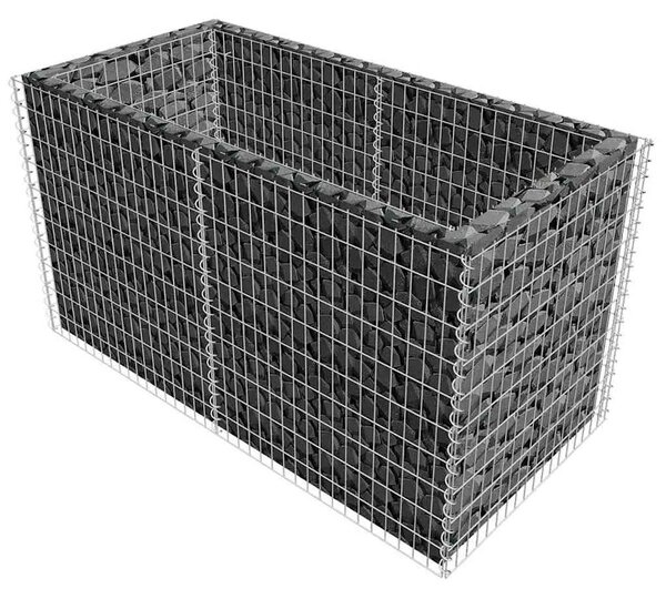Gabionska sadilica čelična 180 x 90 x 100 cm srebrna