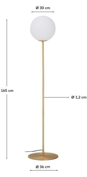 Bijela/u zlatnoj boji stojeća svjetiljka sa staklenim sjenilom (visina 165 cm) Brisia – Kave Home