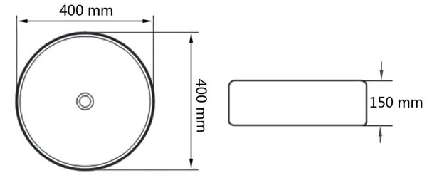 Lavabo - Umivaonik okrugli od keramike bijeli 40 x 15 cm - Bijela Bijela