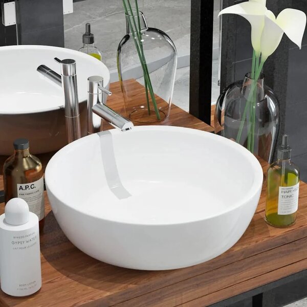 Lavabo - Umivaonik Okrugli Keramički Bijeli 42x12 cm - Bijela Bijela