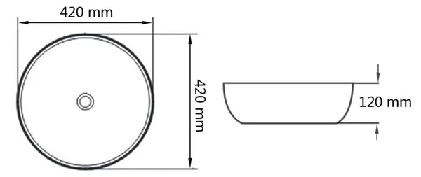 Lavabo - Umivaonik Okrugli Keramički Bijeli 42x12 cm - Bijela Bijela