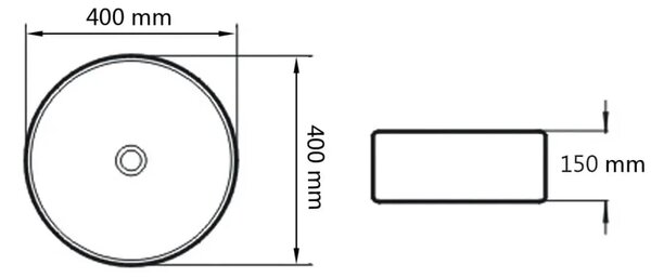 Okrugli Lavabo - Umivaonik od keramike bijeli 40 x 15 cm - Bijela Bijela