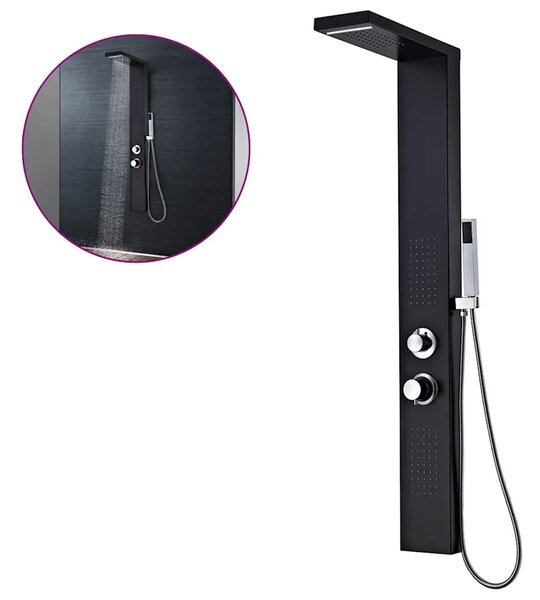 Tuš panel Aluminijski Mat Crni - Crna 15 x 47 x 130 cm Crna 15 x 47 x 130 cm