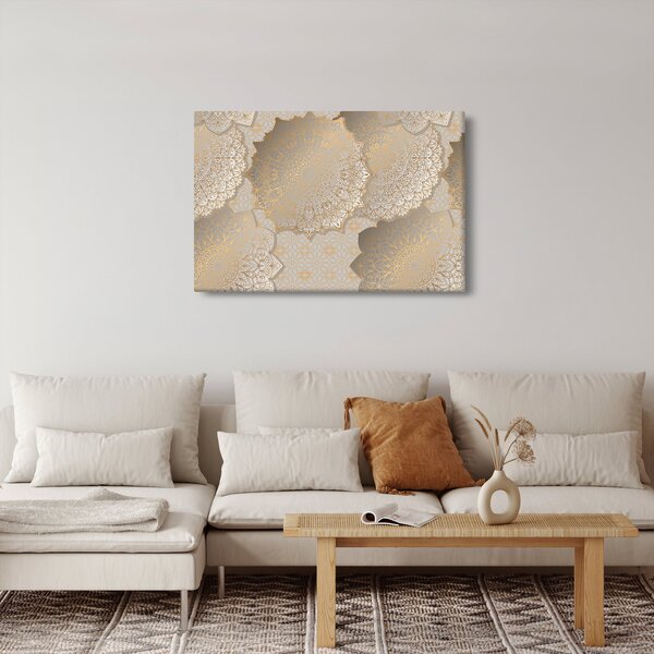 Slika - Mandale v zlatih tonih (90x60 cm)