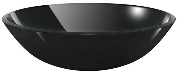 Lavabo - Umivaonik Kaljeno Staklo 42 cm Crni - Crna Bez slavine Crna Bez slavine