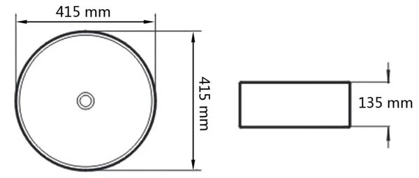 Lavabo - Umivaonik Okrugli Keramički Bijeli 41 5x13 5 cm - Bijela Bijela