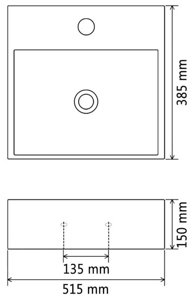 Lavabo - Umivaonik s Poklopcem za Slivnik Keramički Bijeli 51 5x38 5x15 cm - Bijela 51.5 x 38.5 x 15 cm Bijela 51.5 x 38.5 x 15