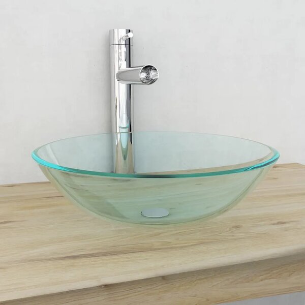 Lavabo - Umivaonik Kaljeno Staklo 42 cm Prozirni - Transparentan Bez slavine Transparentan Bez slavine