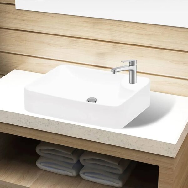 Bijeli keramički Lavabo - Umivaonik with Faucet Hole White - Bijela Bijela