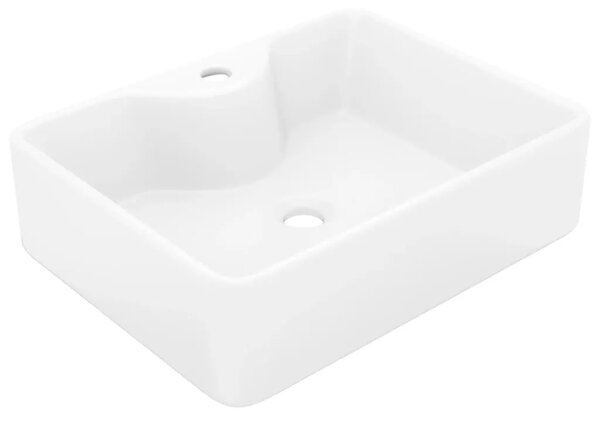 Bijeli Četvrtasti Keramički Lavabo - Umivaonik s Otvorom za Slavinu - Bijela Bijela