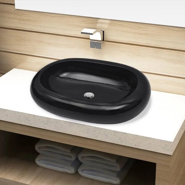 Keramički Lavabo - Umivaonik Crni Ovalni - Crna Crna