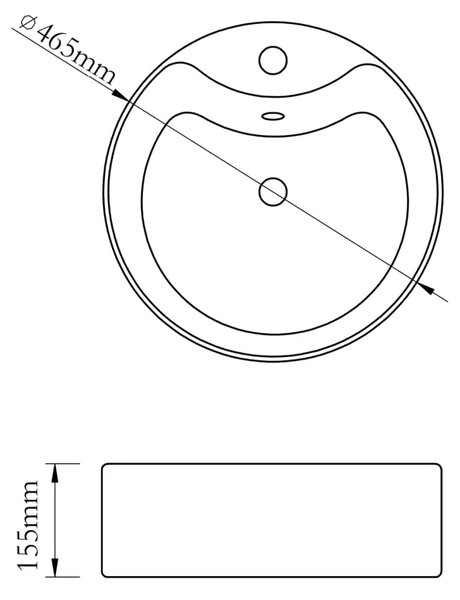 Bijeli Keramički Okrugli Lavabo - Umivaonik sa Zaštitom od Prelijevanja - Bijela 46.5 x 15.5 cm Bijela 46.5 x 15.5 cm