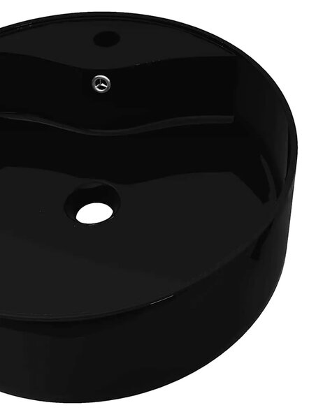 Crni okrugli keramički Lavabo - Umivaonik sa zaštitom od prelijevanja - Crna 46.5 x 15.5 cm Crna 46.5 x 15.5 cm